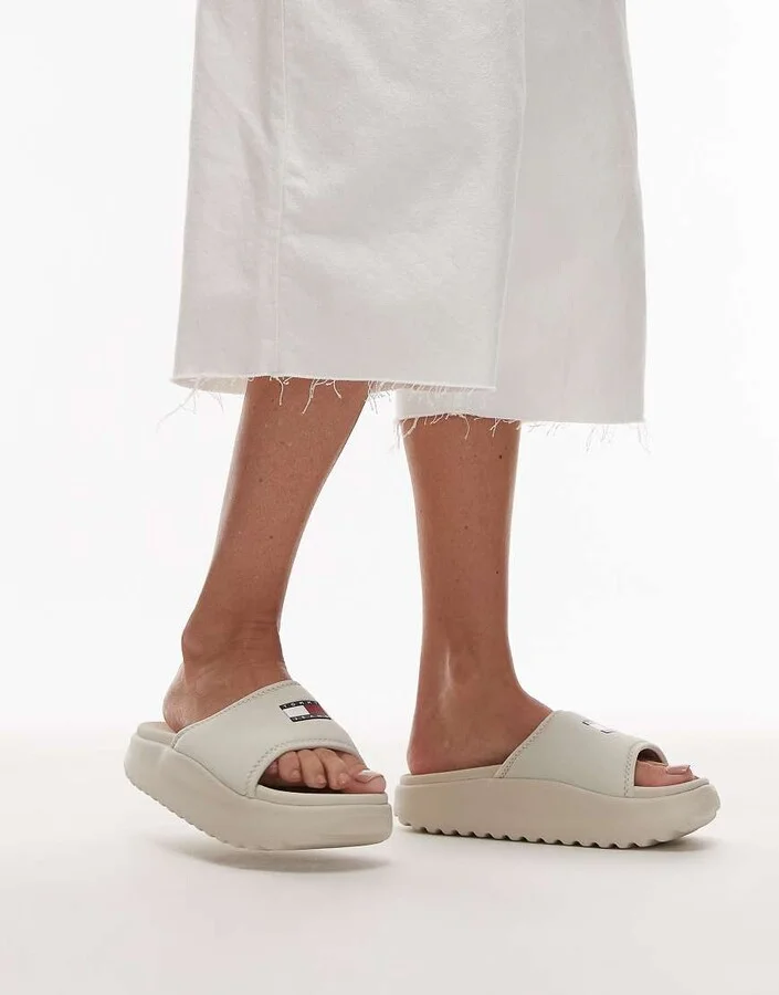 Tommy Jeans comfy pool slides in off white - Image 3