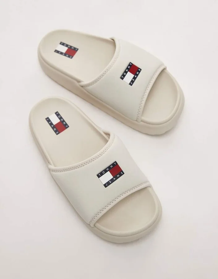 Tommy Jeans comfy pool slides in off white - Image 4