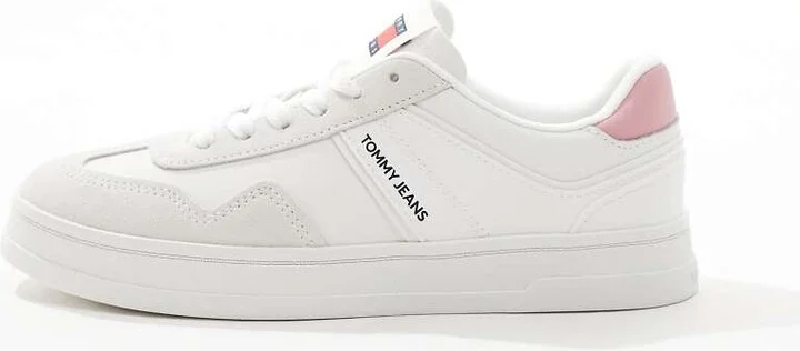 Tommy Jeans court sneakers in white and pink - Image 2