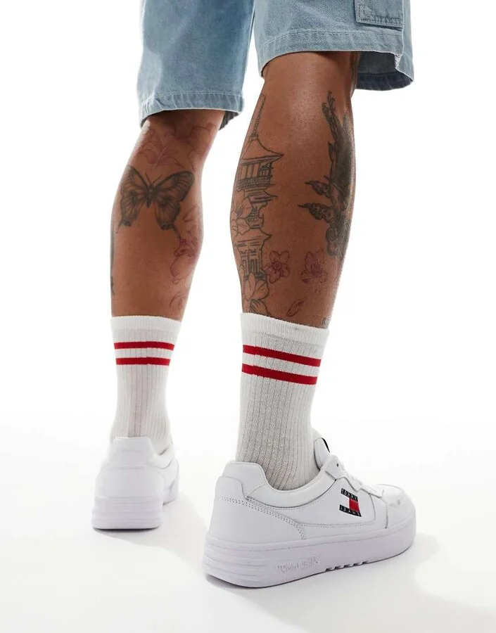 Tommy Jeans essential cupsole sneakers in white - Image 3