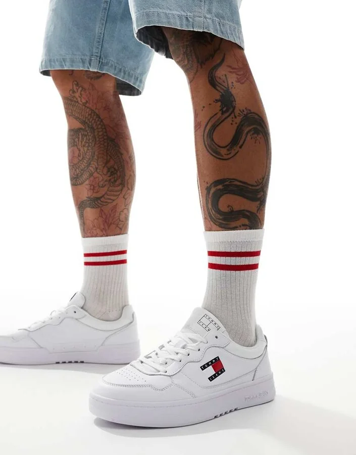 Tommy Jeans essential cupsole sneakers in white