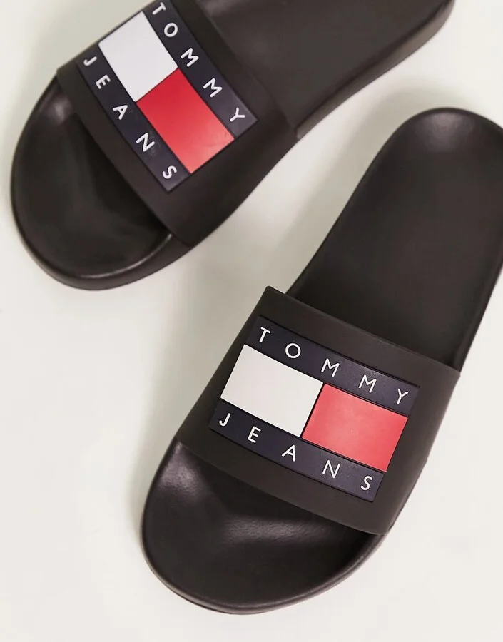 Tommy Jeans flag pool slides in black - Image 3