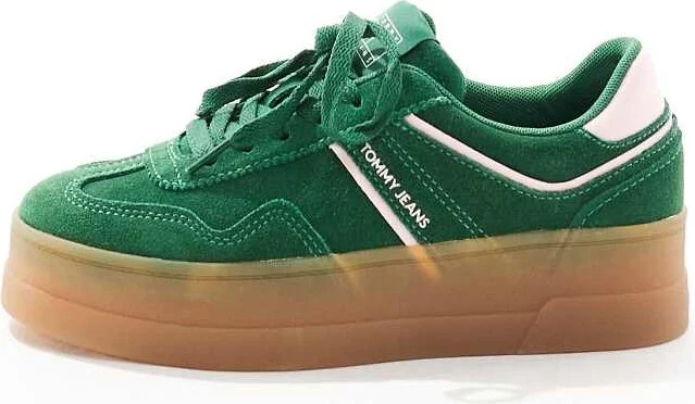 Tommy Jeans greenwich flatform sneakers with gum sole in green and pink - Image 2