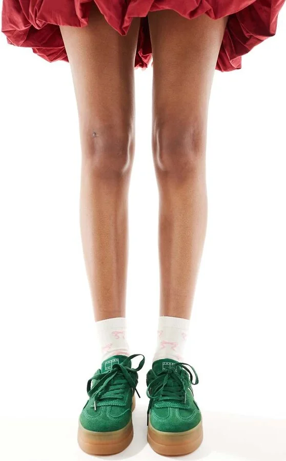 Tommy Jeans greenwich flatform sneakers with gum sole in green and pink - Image 4