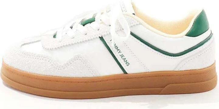 Tommy Jeans Greenwich low sneakers with rubber sole in off white and green - Image 2