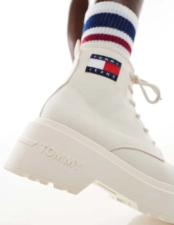 Tommy Jeans lace-up festival boots in white - Image 2
