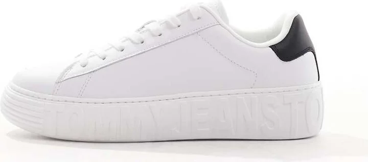 Tommy Jeans leather outsole sneakers in white - Image 2