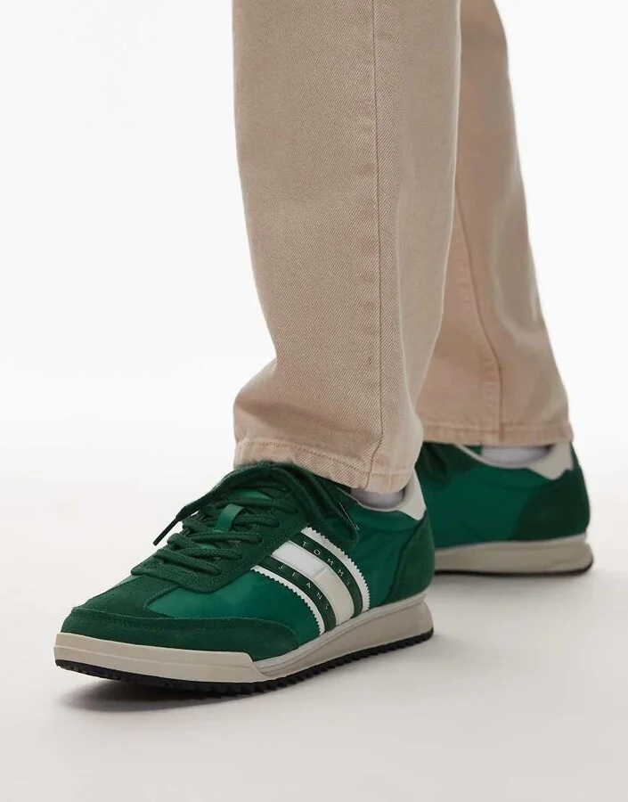 Tommy Jeans retro runner cleat sneakers in green