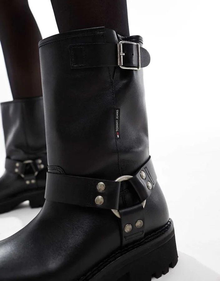 Tommy Jeans urban biker boots in black - Image 2