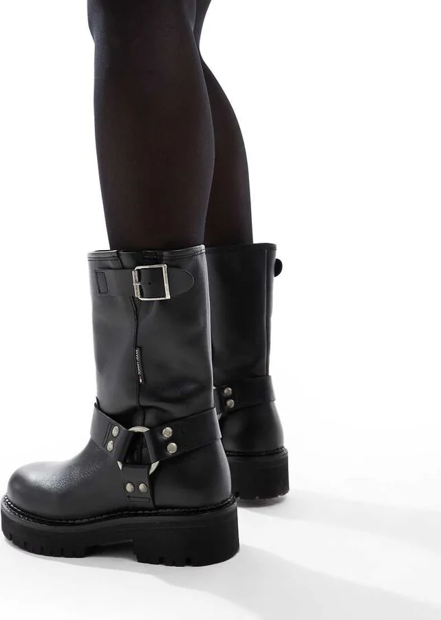 Tommy Jeans urban biker boots in black - Image 3