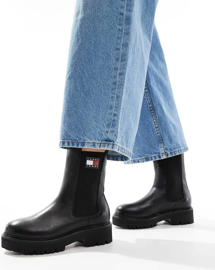 Tommy Jeans urban flag chelsea boots in black - Image 3