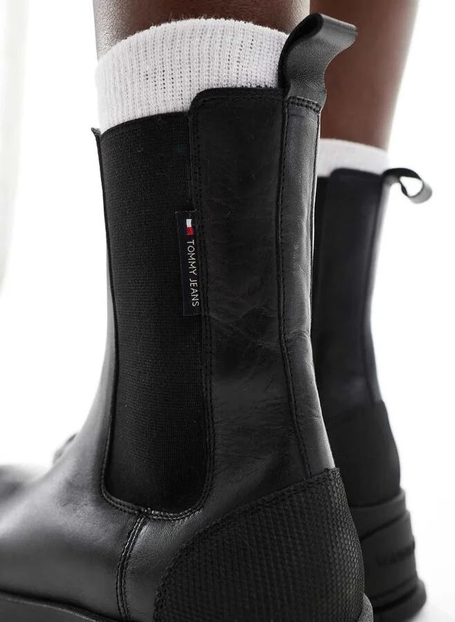 Tommy Jeans urban flatform chelsea boots in black - Image 4