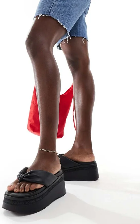 Tommy Jeans wedge sandals in black