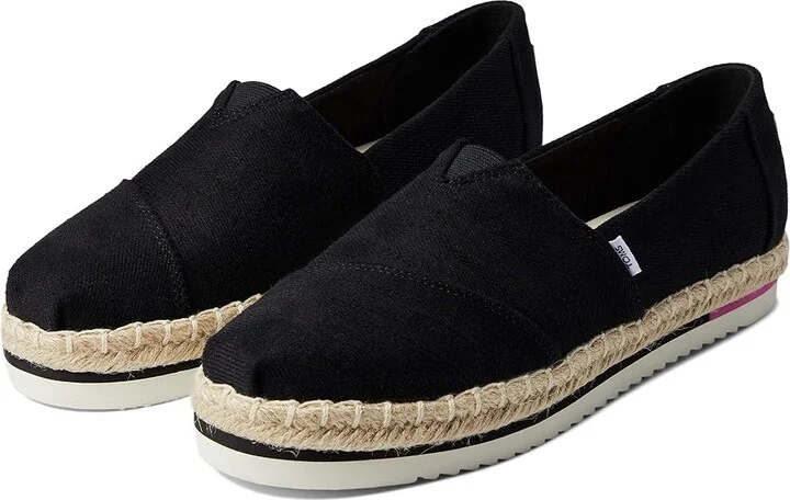 TOMS Alpargata Platform Women's Shoes Black : 12 B - Medium, Canvas