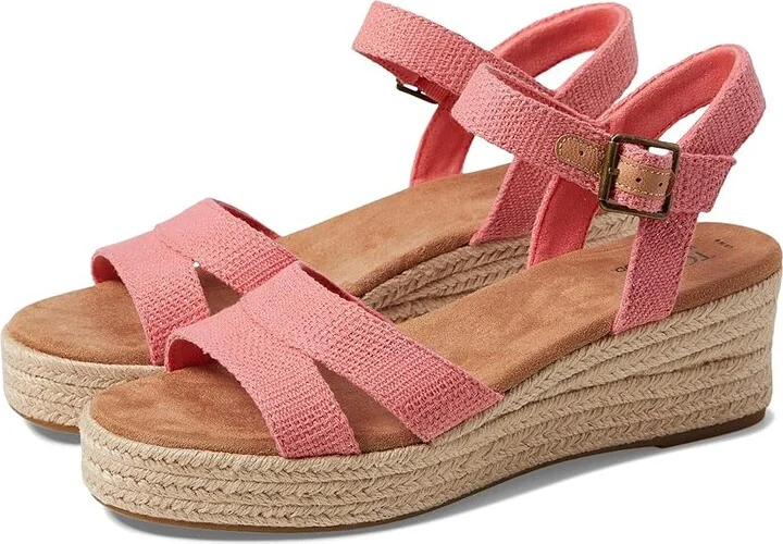 TOMS Audrey Women's Shoes Shell Pink Metallic Linen Stripe : 8 B - Medium, Synthetic