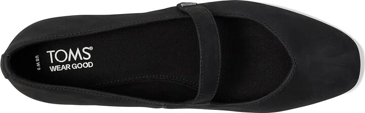 TOMS Bianca Women's Flat Shoes Black Leather : 11 B - Medium, Leather/Polyester/Suede - Image 2