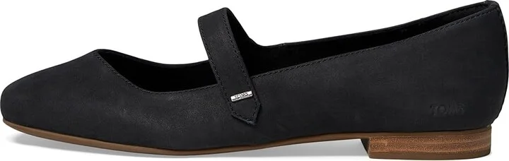 TOMS Bianca Women's Flat Shoes Black Leather : 11 B - Medium, Leather/Polyester/Suede - Image 6