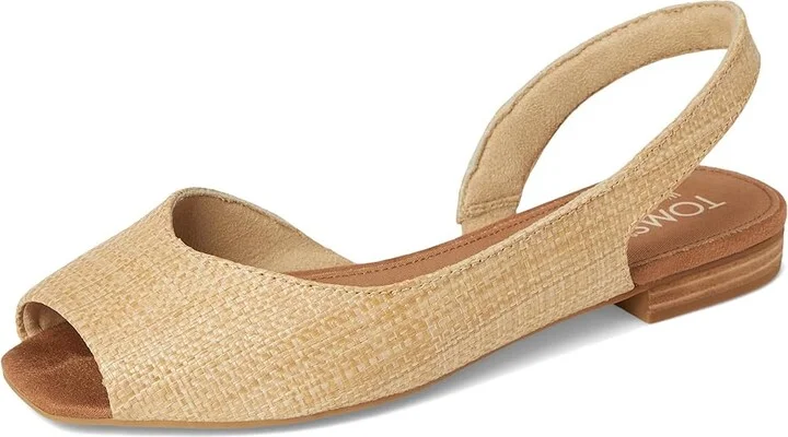 TOMS Briella Slingback Women's Flat Shoes Almond Raffia : 7 B - Medium, Nylon/Rubber - Image 5
