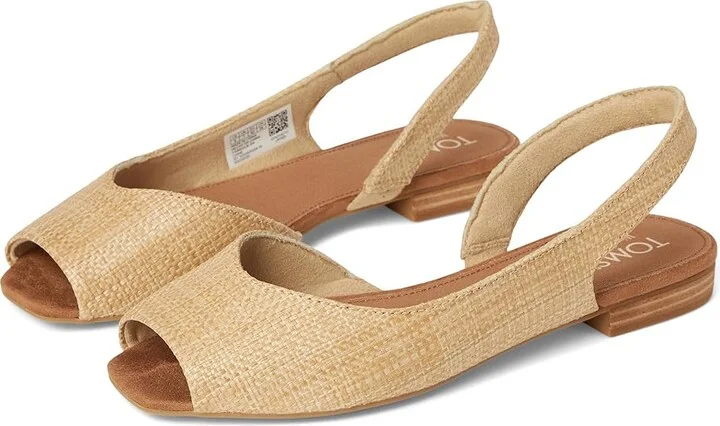 TOMS Briella Slingback Women's Flat Shoes Almond Raffia : 7 B - Medium, Nylon/Rubber