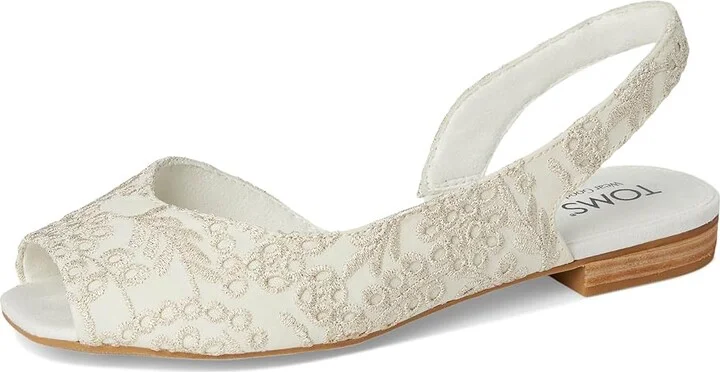TOMS Briella Slingback Women's Flat Shoes Egret Botanical Eyelet : 9 B - Medium, Nylon/Rubber - Image 5