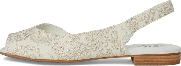TOMS Briella Slingback Women's Flat Shoes Egret Botanical Eyelet : 9 B - Medium, Nylon/Rubber - Image 6
