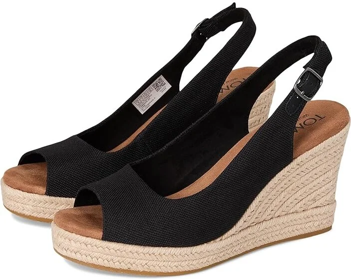 TOMS Camilla Women's Wedge Shoes Black : 6.5 B - Medium, Textile