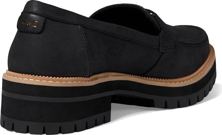 TOMS Cara Women's Shoes Black/Black Leather : 10 B - Medium, Leather/Rubber - Image 4