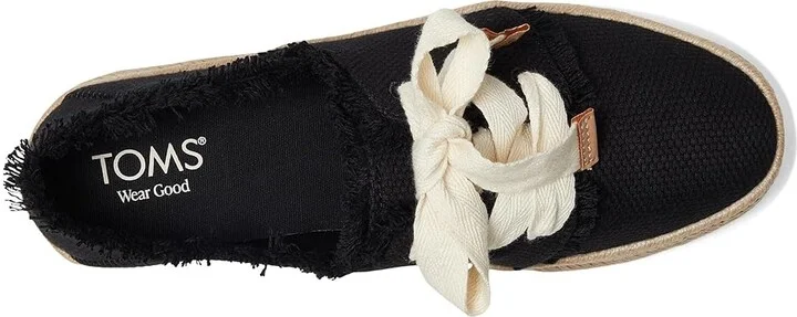 TOMS Carolina Lace-Up Women's Flat Shoes Black Beachside Woven/Fray : 12 B - Medium, Cotton - Image 2