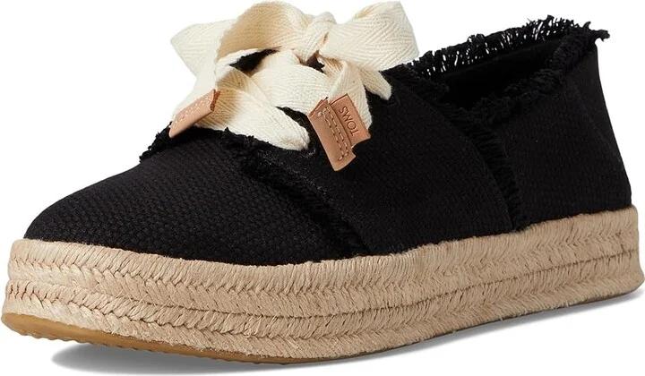 TOMS Carolina Lace-Up Women's Flat Shoes Black Beachside Woven/Fray : 12 B - Medium, Cotton - Image 5