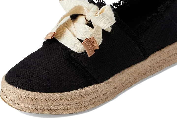 TOMS Carolina Lace-Up Women's Flat Shoes Black Beachside Woven/Fray : 12 B - Medium, Cotton - Image 7