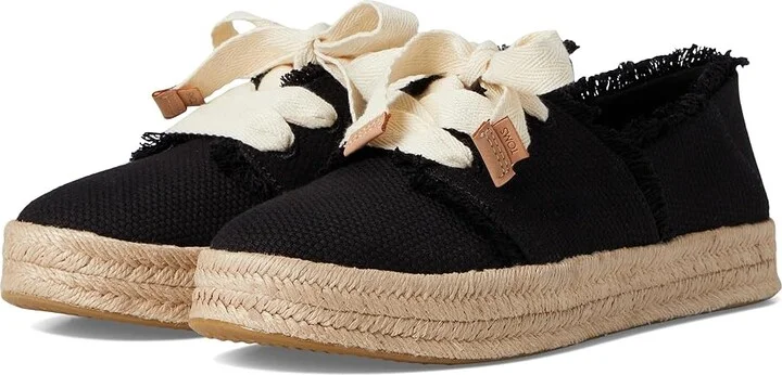 TOMS Carolina Lace-Up Women's Flat Shoes Black Beachside Woven/Fray : 12 B - Medium, Cotton