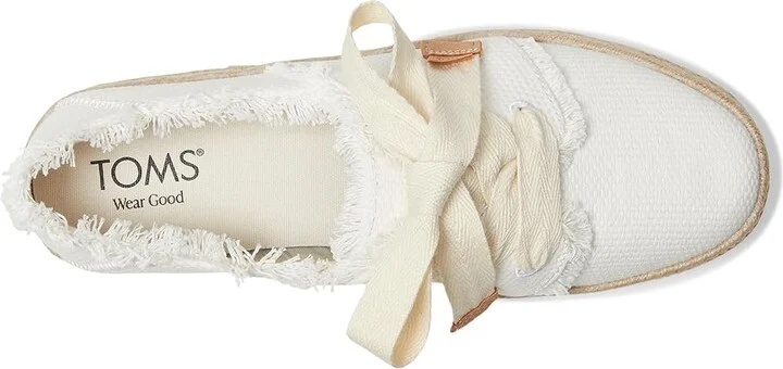 TOMS Carolina Lace-Up Women's Flat Shoes White Beachside Woven/Fray : 12 B - Medium, Cotton - Image 2