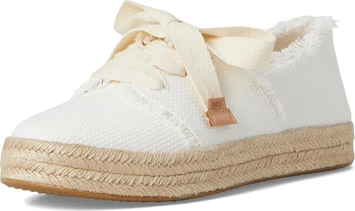 TOMS Carolina Lace-Up Women's Flat Shoes White Beachside Woven/Fray : 12 B - Medium, Cotton - Image 5