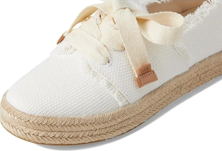 TOMS Carolina Lace-Up Women's Flat Shoes White Beachside Woven/Fray : 12 B - Medium, Cotton - Image 7