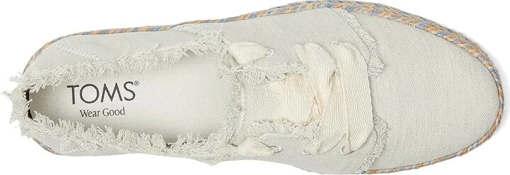 TOMS Carolina Lace-Up Women's Flat Shoes White Onyx : 7.5 B - Medium, Cotton - Image 2