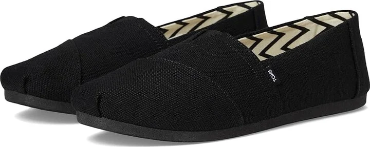TOMS Classic Alpargata with Heritage Canvas Women's Slip on Shoes Black/Black : 6 D - Wide