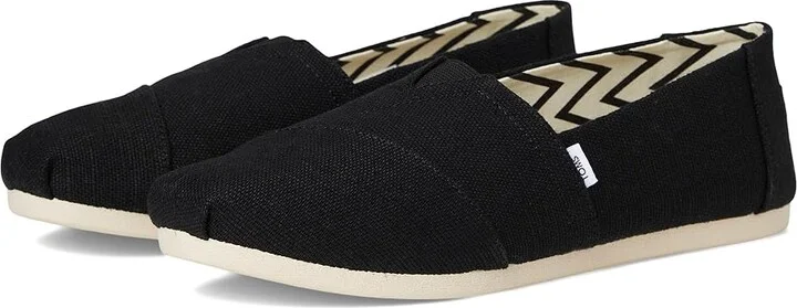 TOMS Classic Alpargata with Heritage Canvas Women's Slip on Shoes Black/White : 6.5 B - Medium, Canvas/Suede