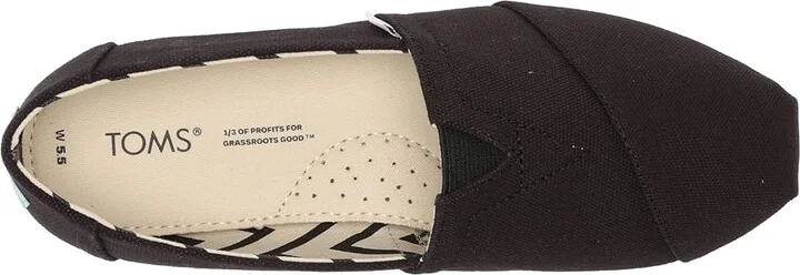 TOMS Classic Alpargata Women's Slip on Shoes Black Cotton : 10 B - Medium, Canvas/Suede/Textile - Image 2