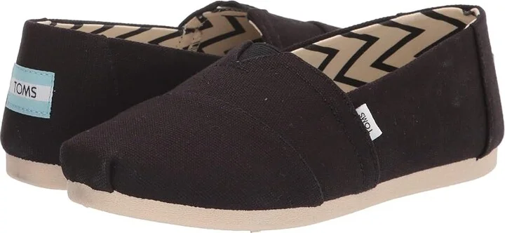 TOMS Classic Alpargata Women's Slip on Shoes Black Cotton : 10 B - Medium, Canvas/Suede/Textile