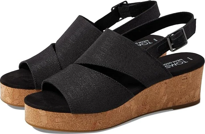TOMS Claudine Women's Shoes Black Woven : 10 B - Medium, Synthetic