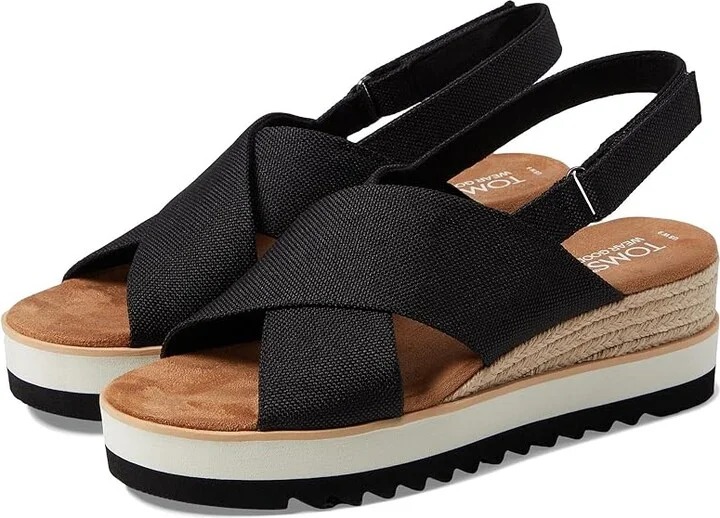 TOMS Diana Crossover Women's Sandals Black : 10 B - Medium, Textile