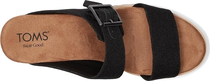 TOMS Diana Mule Bukle Women's Wedge Shoes Black : 6 B - Medium, Canvas - Image 2