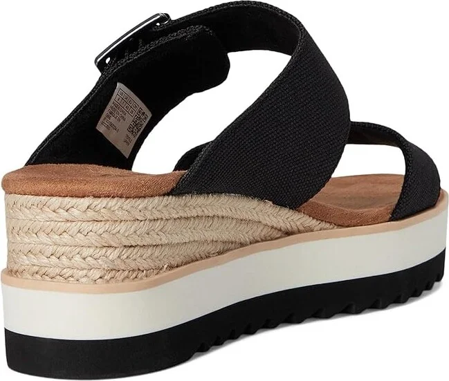 TOMS Diana Mule Bukle Women's Wedge Shoes Black : 6 B - Medium, Canvas - Image 4