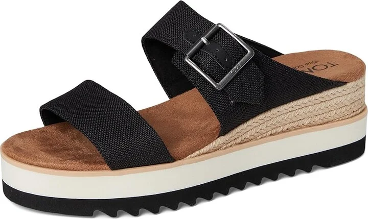 TOMS Diana Mule Bukle Women's Wedge Shoes Black : 6 B - Medium, Canvas - Image 5