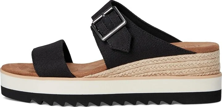 TOMS Diana Mule Bukle Women's Wedge Shoes Black : 6 B - Medium, Canvas - Image 6