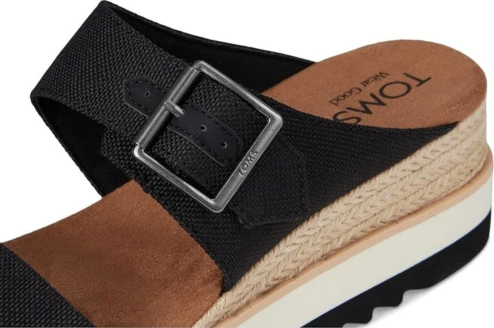TOMS Diana Mule Bukle Women's Wedge Shoes Black : 6 B - Medium, Canvas - Image 7