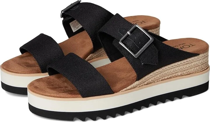TOMS Diana Mule Bukle Women's Wedge Shoes Black : 6 B - Medium, Canvas
