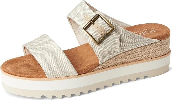 TOMS Diana Mule Bukle Women's Wedge Shoes Natural : 12 B - Medium, Canvas - Image 5