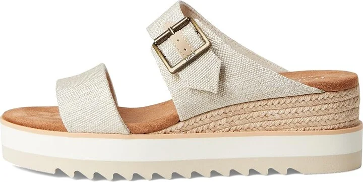 TOMS Diana Mule Bukle Women's Wedge Shoes Natural : 12 B - Medium, Canvas - Image 6