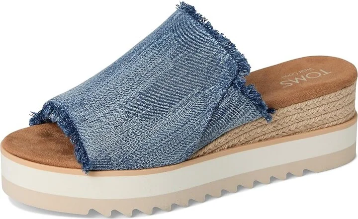 TOMS Diana Mule Women's Shoes Dark Sky Textured Denim/Fray : 6.5 B - Medium, Textile - Image 5
